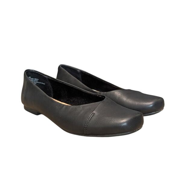 Korks Penelope Ballet Flats Black Vegan Leather Square Toe Kork-Ease Womens 8.5 - Picture 1 of 6